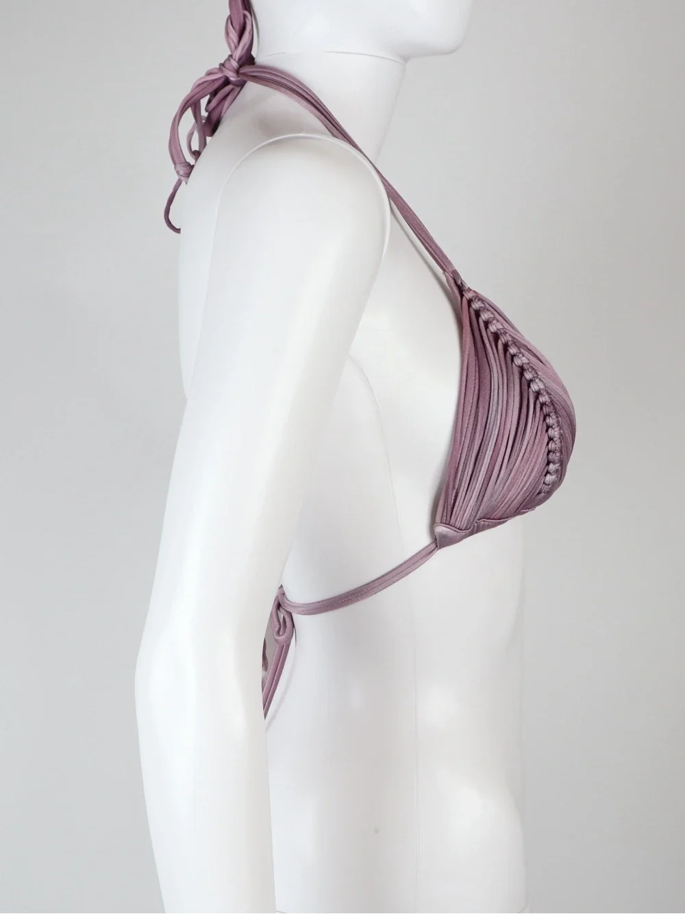 PQ SWIM | Women's Mauve Stringy Ruched Triangle Bikini Top